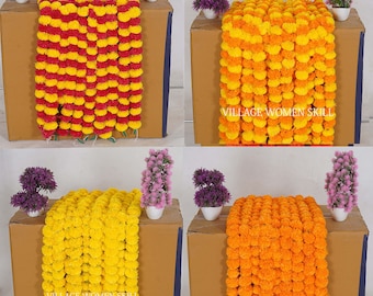 Wholesale artificial marigold flower garlands Indian wedding decoration flower garland bulk garlands for wall decor marigold garlands