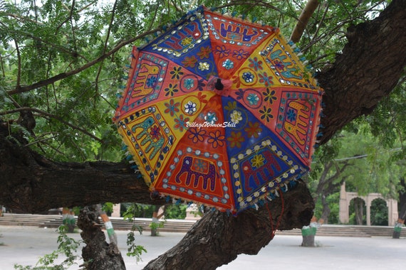 Indian Wedding Elephant Umbrella Handmade Umbrella Decorations Parasols Cotton Umbrellas
