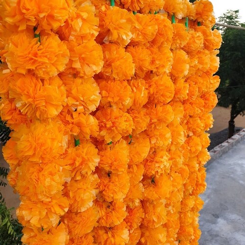 Orange Marigold Wedding Decor Vine Flower Diwali Decorative Wall Hanging Garland 