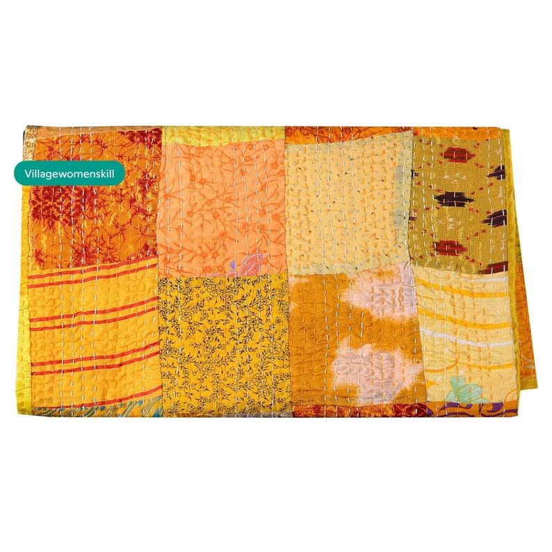 Handmade bed throw patchwork quilts for sale Yellow