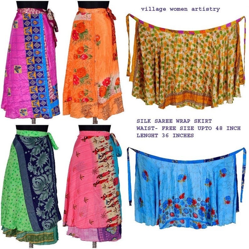 Vintage Sari Beaded Patchwork Bohemian Skirt 51