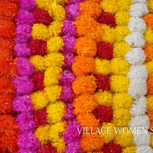 Wholesale Lot Wedding Mehndi Party Door Floral Garland Indian Decoration, Home Decor Fresh like Artificial Marigold flower Mix color