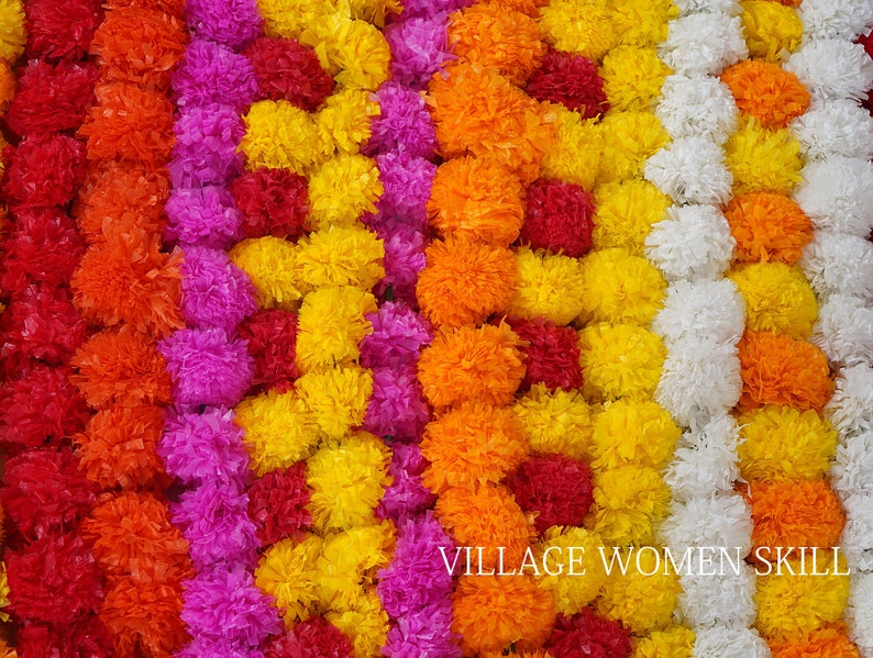 Wholesale Lot Wedding Mehndi Party Door Floral Garland Indian Decoration, Home Decor Fresh like Artificial Marigold flower Mix color
