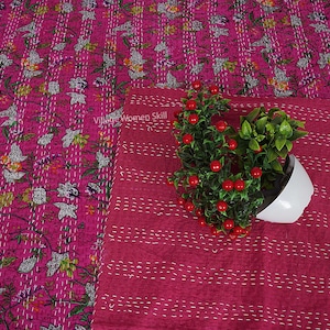 Large Selection : Cotton Kantha Indian Quilts Throw Bedspread Handmade Bedding Blanket Hippie Twin Size Floral Coverlets Boho Hand Quilts