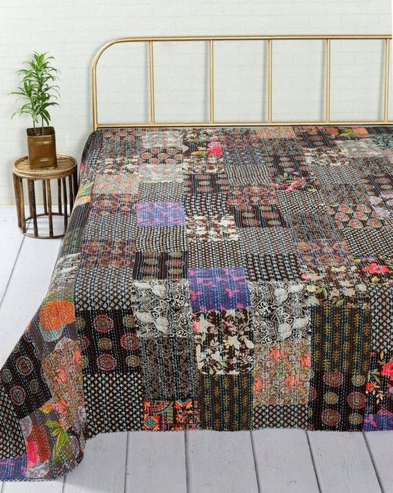 Bohemian Patchwork Quilt Kantha Quilt 