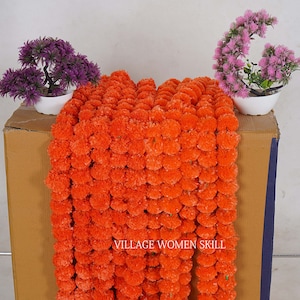 Wholesale artificial marigold flower garlands Indian wedding decoration flower garland bulk garlands for wall decor marigold garlands Orange