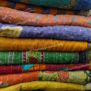 5 jetés de courtepointe cousus à la main et couvre-lit couette kantha décoration d'intérieur bohème couette kantha vintage indienne image 9