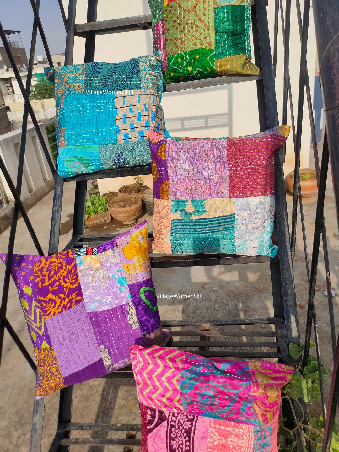 Multicolor - Set of 2 Patchwork Pillow Covers 91