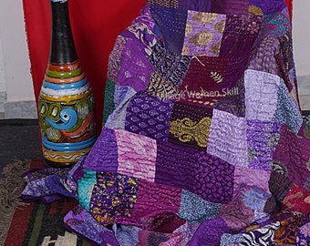 Colcha de retazos vintage hecha a mano