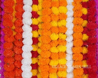 Indian Wedding Marigold Garland – Artificial Flower String Decoration