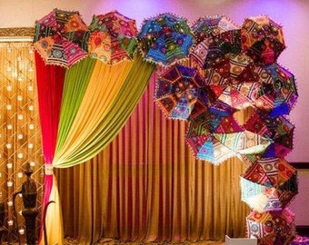 Worldoftextile 10 Pcs Mix Lot Indian Wedding Umbrella Handmade Umbrella Decorations Vintage Parasols Cotton Umbrellas Worldoftextile 10 Pcs Mix Lot Indian Wedding Umbrella Handmade Umbrella Decorations Vintage Parasols Cotton Umbrellas