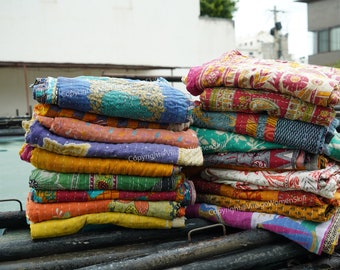 Wholesale Lot Of Indian Vintage Kantha Quilt Handmade Throw Reversible Blanket Bedspread Cotton Fabric BOHEMIAN quilt