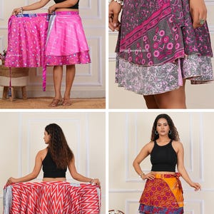 Indische Seide Miniröcke, Vintage Seidenrock, Boho Röcke, Wickelsari Röcke, Frauen Hippie Sommer Röcke, Handgemachter Seidenrock