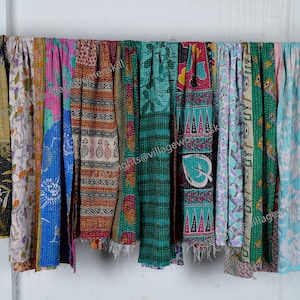 5 Pc Vintage Cotton Indian Kantha Scarf Scarves Stole Bohemian Hippie Handmade Bohemian Scarves Patchwork Scarf Reversible Neck Wrap Stole image 4