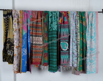 Vintage Kantha Schal: Wende-Baumwolle, Boho Stola (verschiedene Farben)