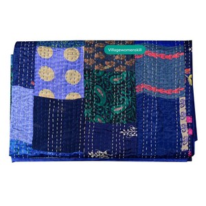Handmade bed throw patchwork quilts for sale Blue