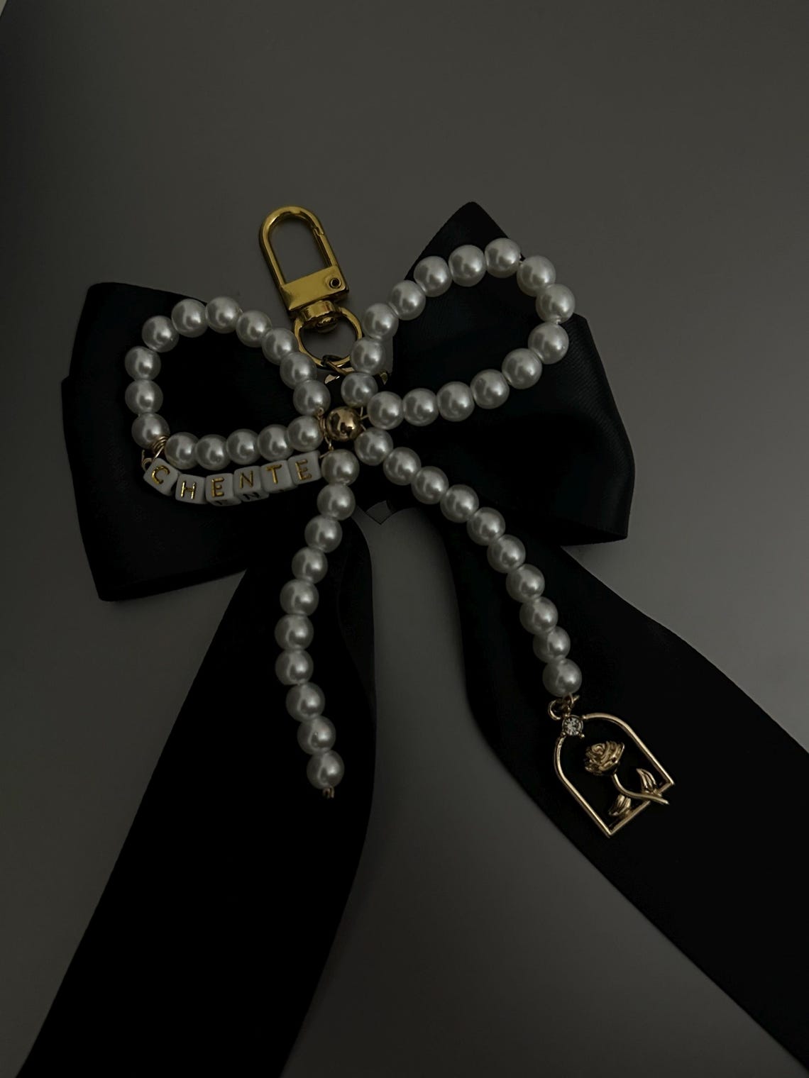 Pearl Beaded Bow Keychains With Ribbon. - Etsy