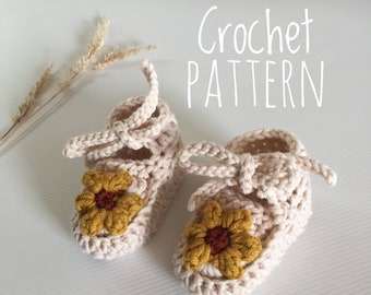 Pattern Only - Sunflower Crochet Baby Booties