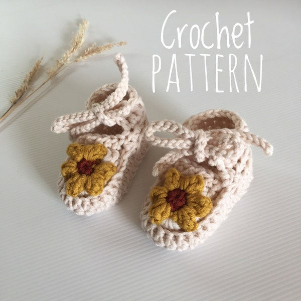 Pattern Only - Sunflower Crochet Baby Booties