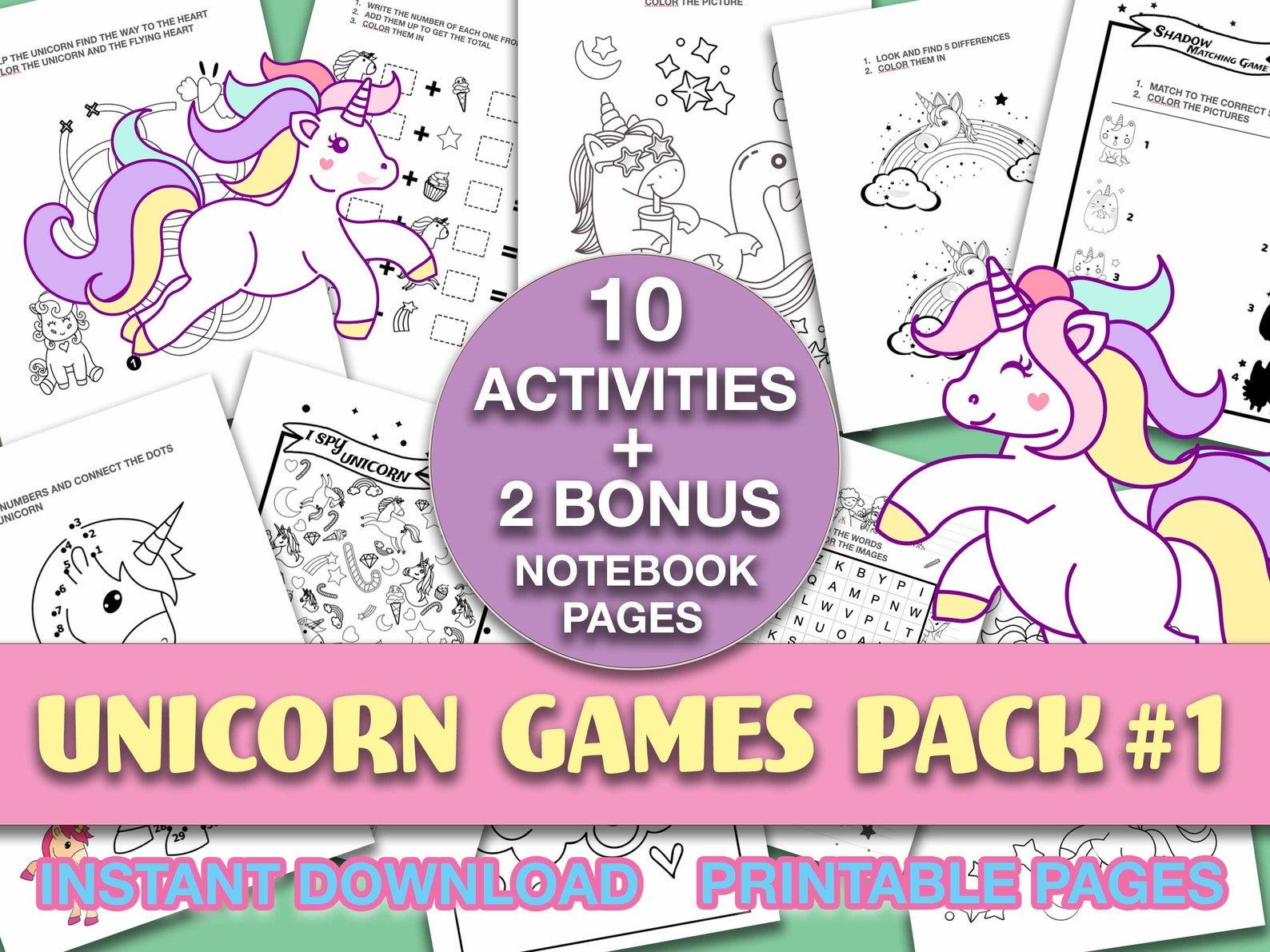 Unicorn Games Pack Unicorn Themed Download Unicorn Activity | Etsy