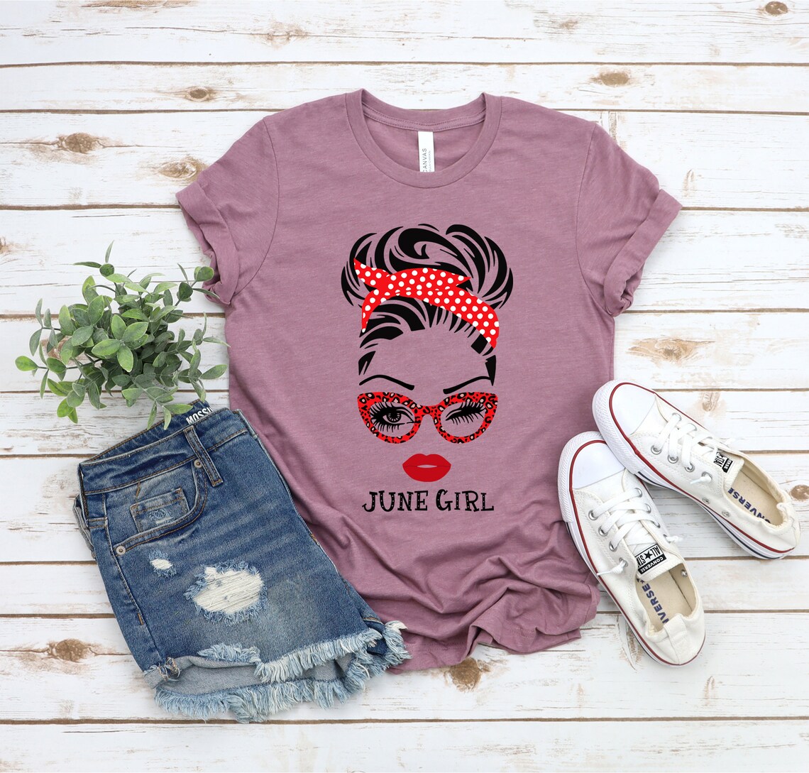 June Girl TShirt Birthday Shirt Cute Birthday Tee Birthday Etsy