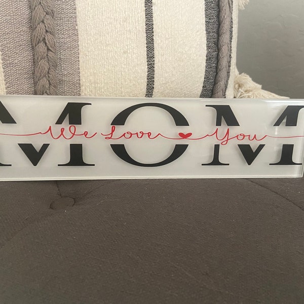 Subway Mom tile sign - personalized gift, mothers day, tile decor, Mom's Birthday, Glass Display,