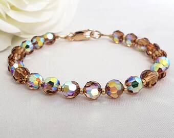Iridescent Topaz Crystal Bracelet: 14k Gold-Filled Clasp, Handmade Extra Sparkly Bracelet