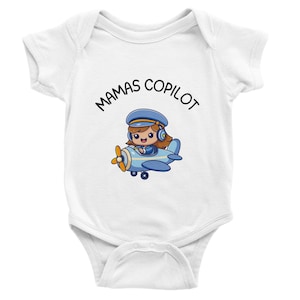 Mamas Copilot - kurzärmeliger Baby-Strampler für Mädchen | 100% Baumwolle | Perfektes Geschenk für kleine Reisende