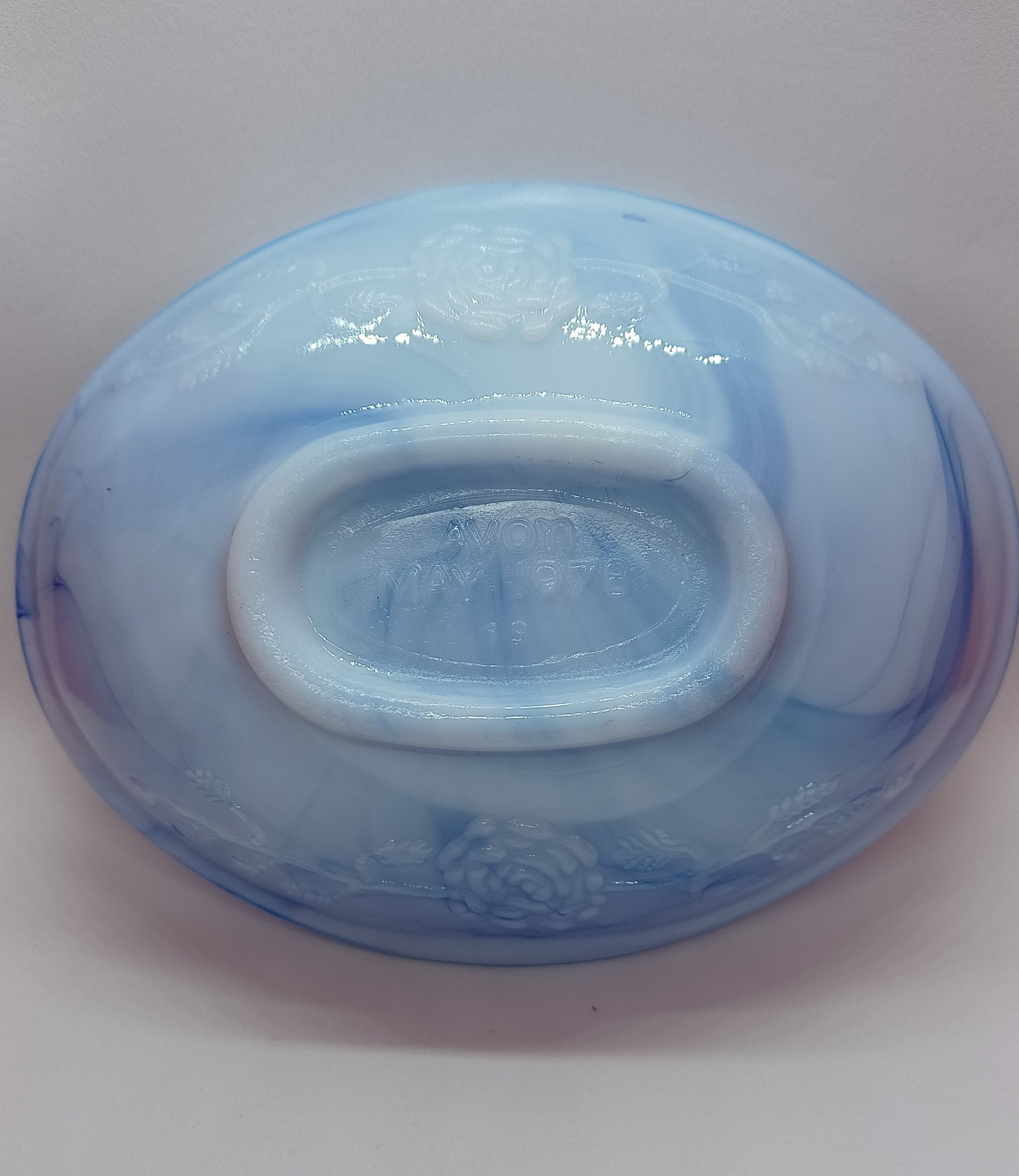 Avon 1978 Blue Slag Soap Dish Etsy