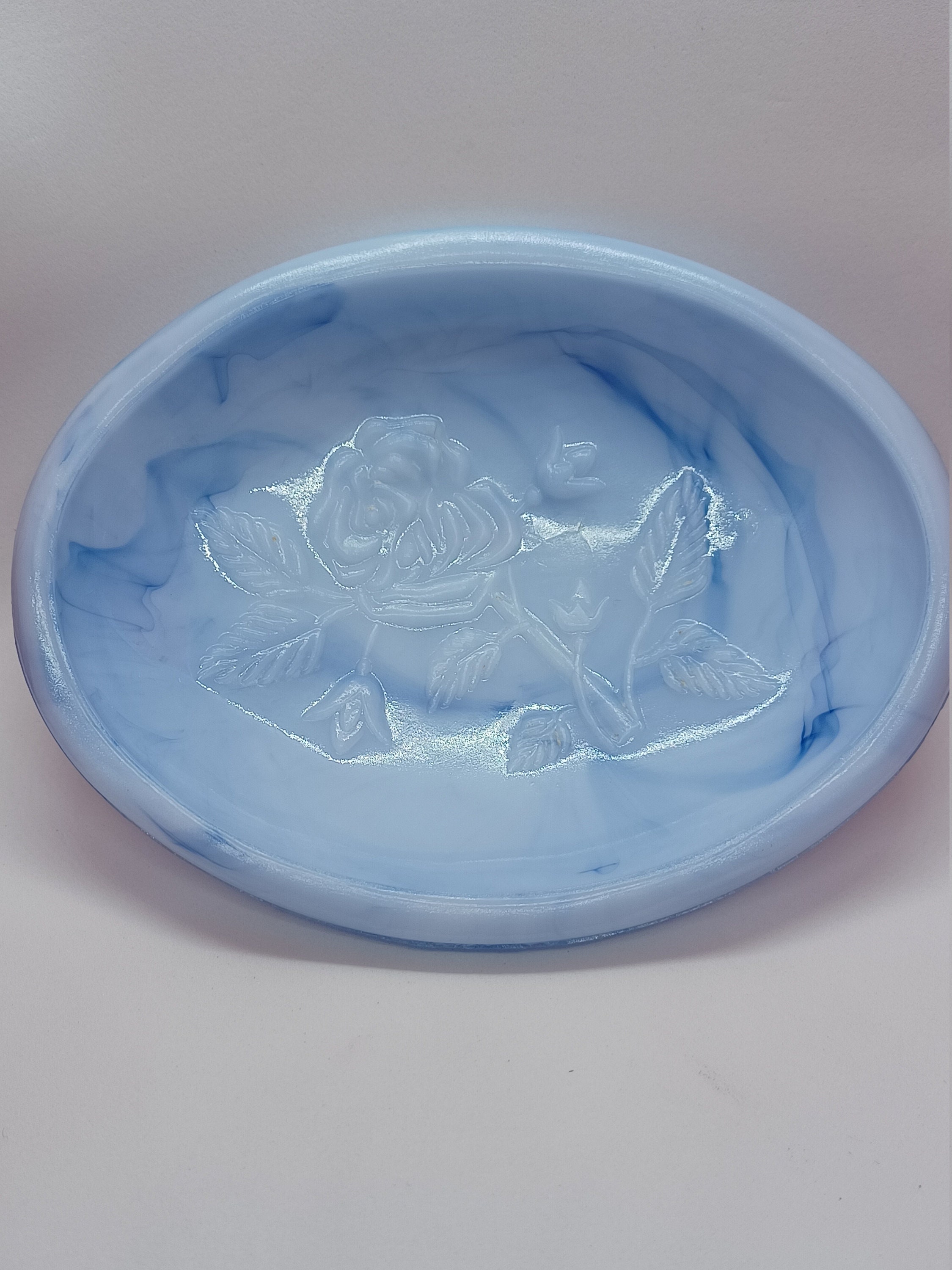 Avon 1978 Blue Slag Soap Dish Etsy