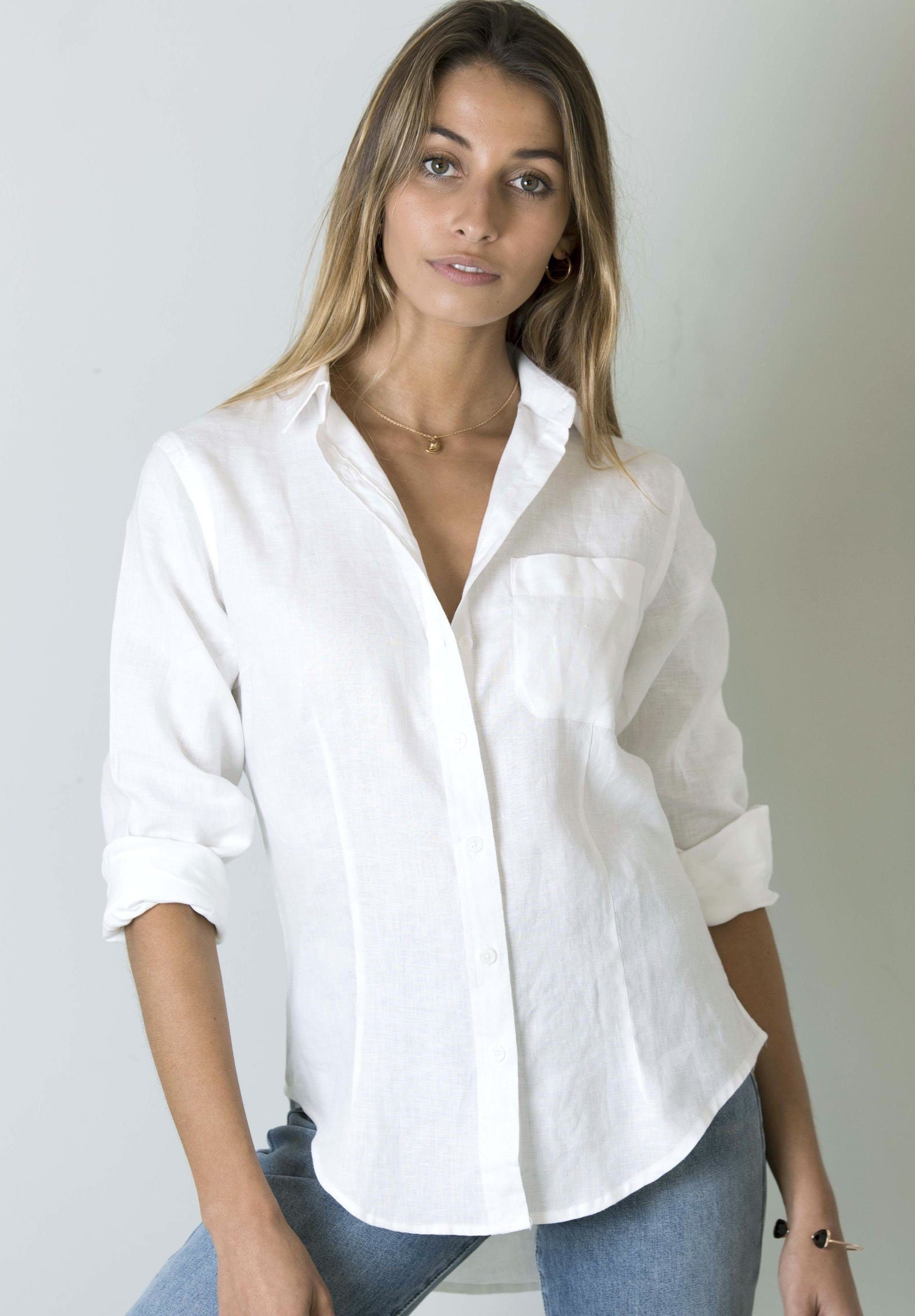 White Linen Shirt Women 100 Linen Button Down Shirts