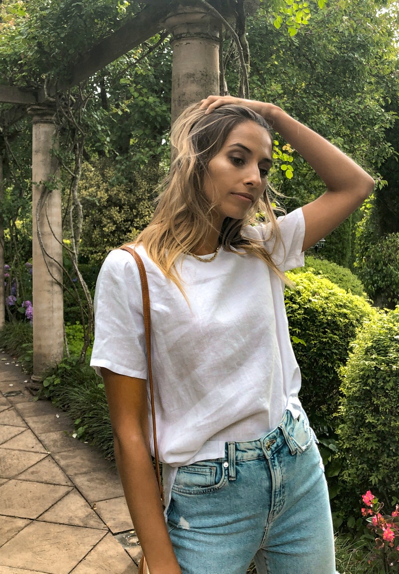White Linen Tops For Women 100/% Linen Top Short Sleeve linen Tee Linen T Shirt Ladies Linen Tshirt Black Tank top linen tank top linen tee