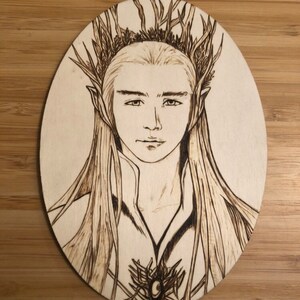 Wood Burned portrait of Thranduil