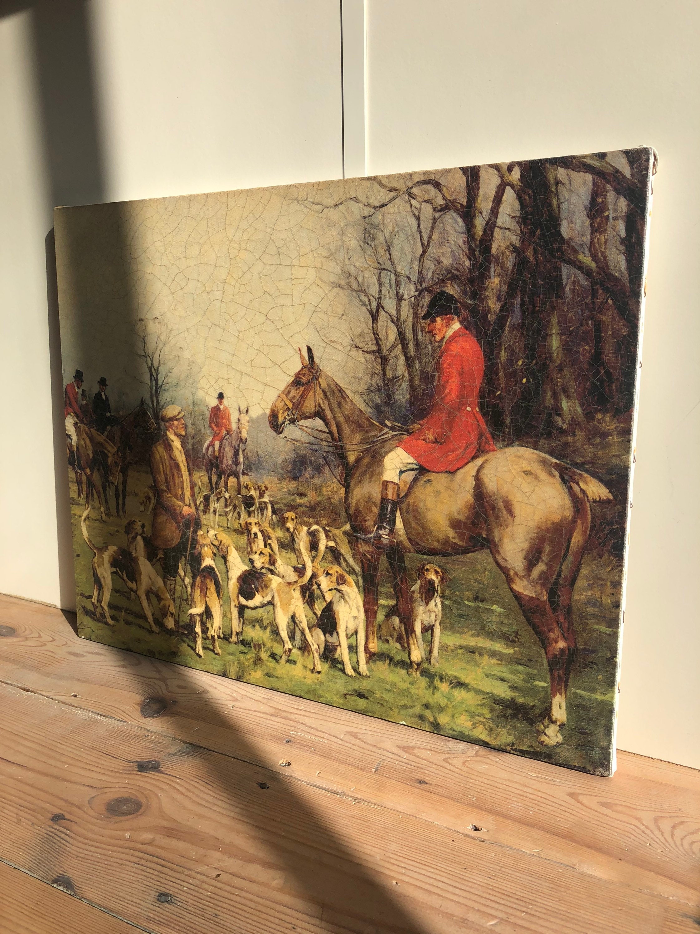 Fine Art Hunting Scene Horses and Hounds Oleograph Oil Etsy