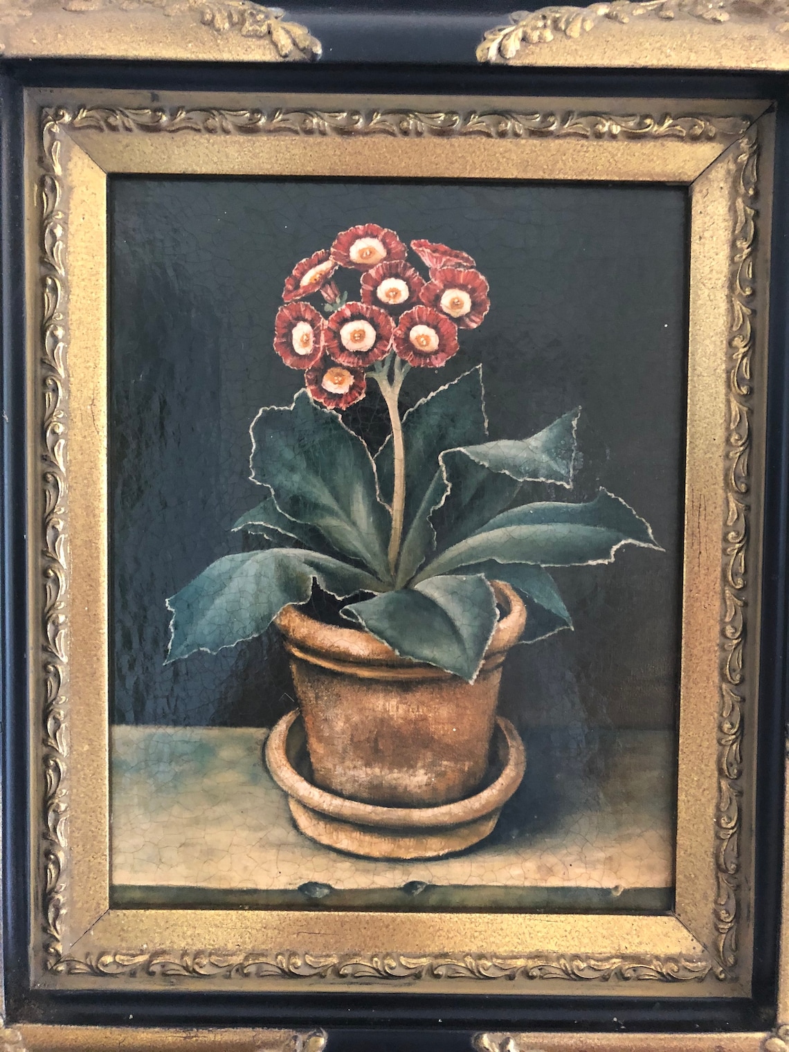 Fine Art Antique Floral Oleograph Oil Painting Print on Canvas Etsy