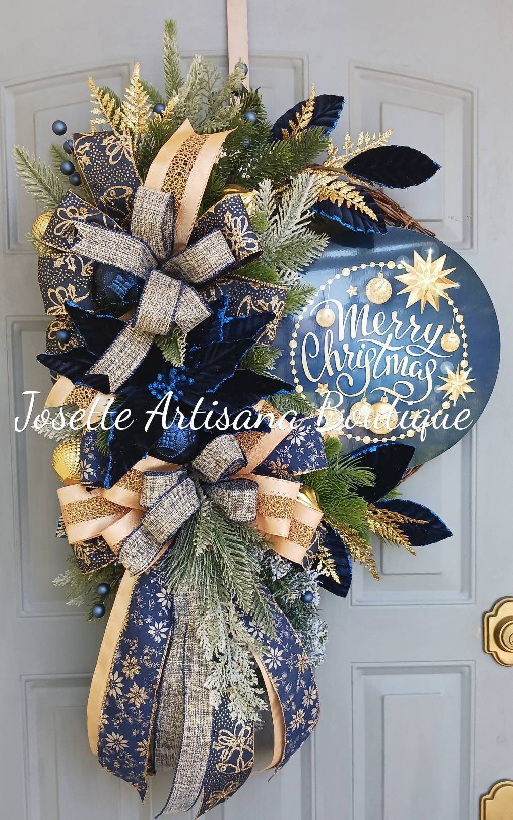 Christmas wreath with navy blue Clearance