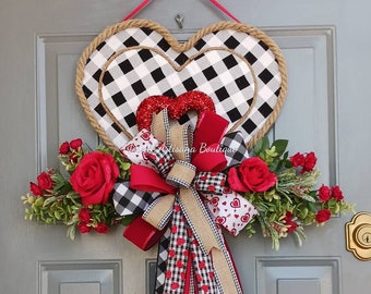 Valentines Day  Wreath, Valentine wreath for Front Door , Door Hanger, Heart Door Hanger,  heart wreath, valentines Decorative Accent