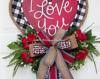 Valentine's Day  Wreath, Valentine wreath for Front Door , Door Hanger, Heart Door Hanger,  heart wreath, valentines Decorative Accent