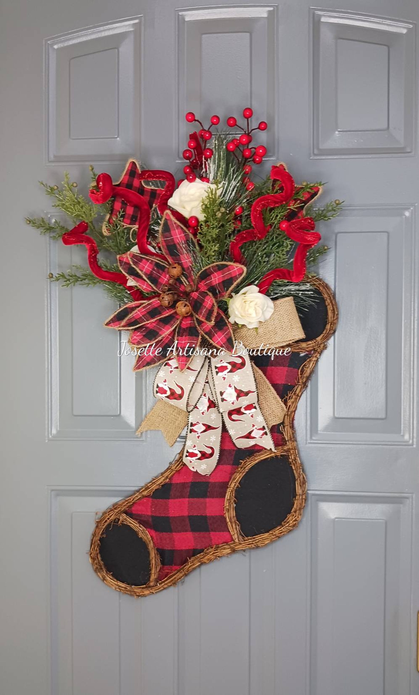 Stocking Wreath Stocking Christmas Wreath Holiday Wreaths Etsy