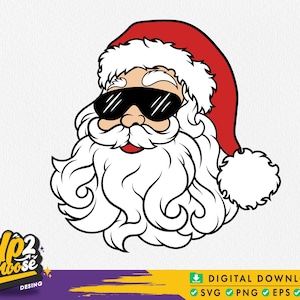 Santa Face SVG, Santa Claus SVG, Funny Santa SVG, Funny Christma Svg, Merry Xmas, Santa Cut File, Digital Files, Svg Eps Png Dxf Cricut
