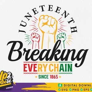 Juneteenth breaking every chain svg, Juneteenth Svg, 1865 Juneteenth svg, Black history Svg, Juneteenth Shirt Svg, Svg files for cricut