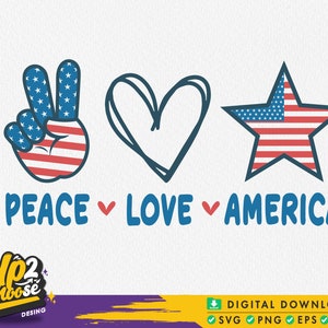 Peace Love America Svg, 4th of July Svg, American Patriotic, Retro Peace Love america svg, America flag svg, Svg files for cricut