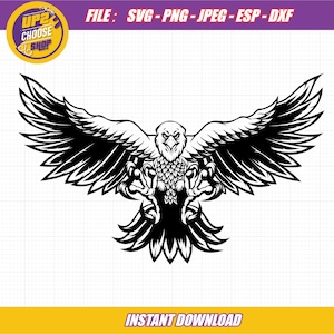ハクトウワシ SVG、アメリカのハクトウワシ SVG、アメリカのワシ SVG、アメリカのシンボル、デジタル ファイル l SVG Jpg Eps PNG Dxf 用 Cricut