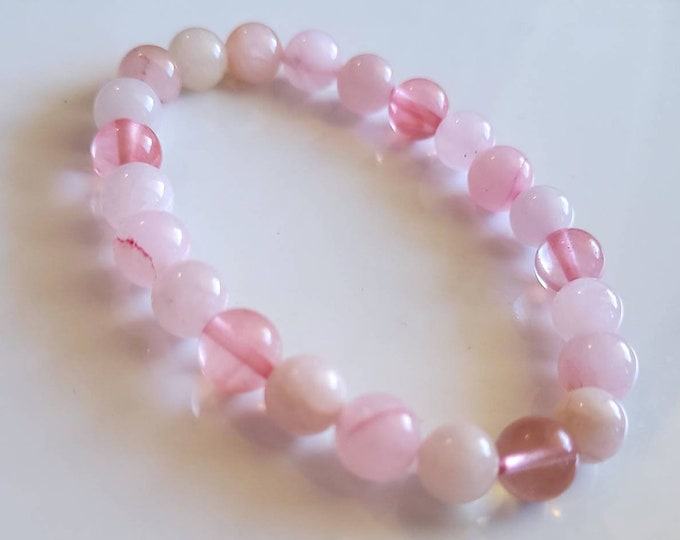 F@&% Breast Cancer Chakra Healing Bracelet | Rose Quartz, Morganite, Cherry Quartz Gemstone Bracelet