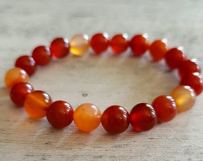 Carnelian Crystal Healing Beaded Chakra Bracelet | Handmade Gemstone Jewelry | Protection Bracelet