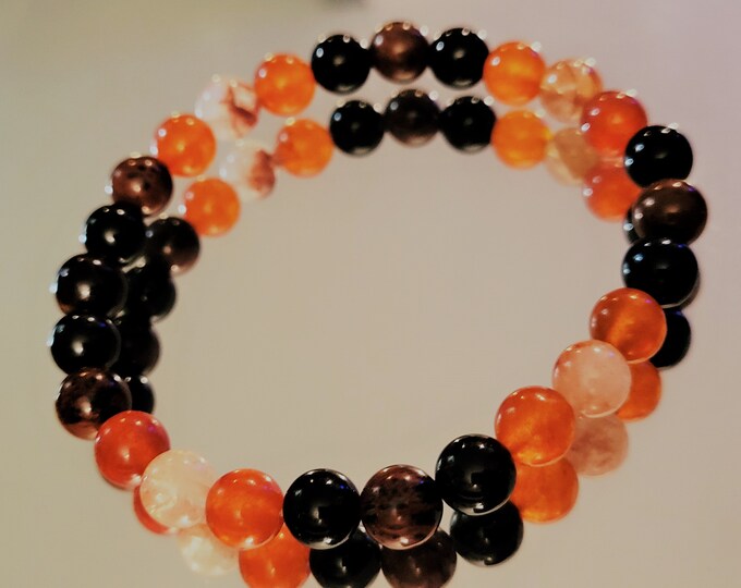 Self Care High Quality Chakra Healing Balance Bracelet | Carnelian Gemstone | Hematoid Quartz | Mahogany Obsidian | Onyx Bracelet |