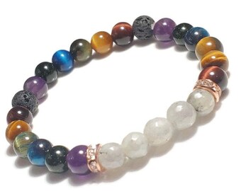 Stone Beads Multi color earth tones 6 count Women/'s Bracelet BRACELET GIFT BUNDLE Individually Wrapped