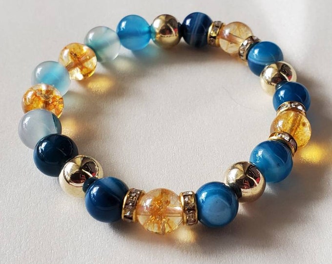 Popular Accomplish Anything Mindful Chakra Gemstone Bracelet - Natural Citrine Gemstone Bracelet - Chakra Healing Bracelet