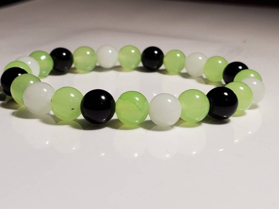 Energy Protection Natural Green Howlite Beads Stone Bracelet Handmade Luminous Glowing 8mm Women 