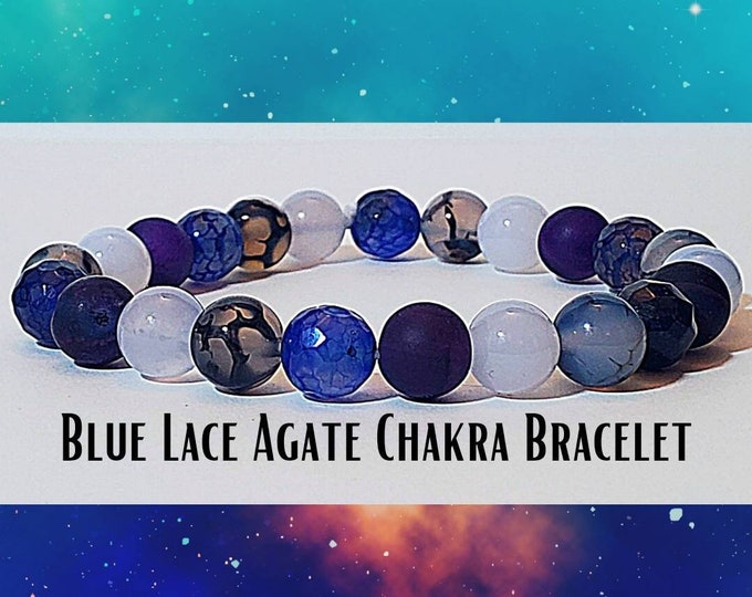 Dragon and Lace - Natural Gemstone Agate Bracelet - Chakra Bracelet - Crystals for Balance and Healing - Meditation Jewelry Gift Ideas